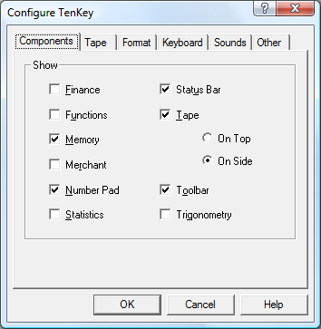 Judy's TenKey Calculator Configuration Dialog