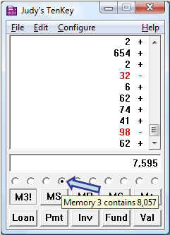 Judy's TenKey Calculator tool tips