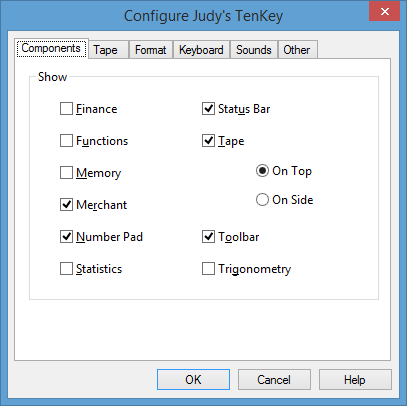 Configure Judy's TenKey Calculator