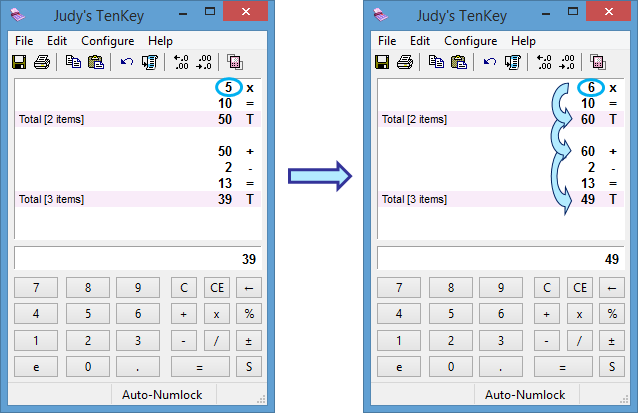 Judy's TenKey Calculator Smart Updates